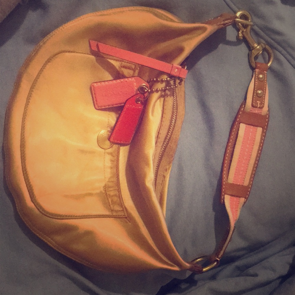 Coach Hampton Weekend Small Satin Hobo Bag